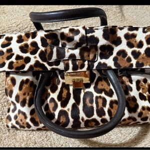 Jimmy Choo Brown and Black Leopard Satchel